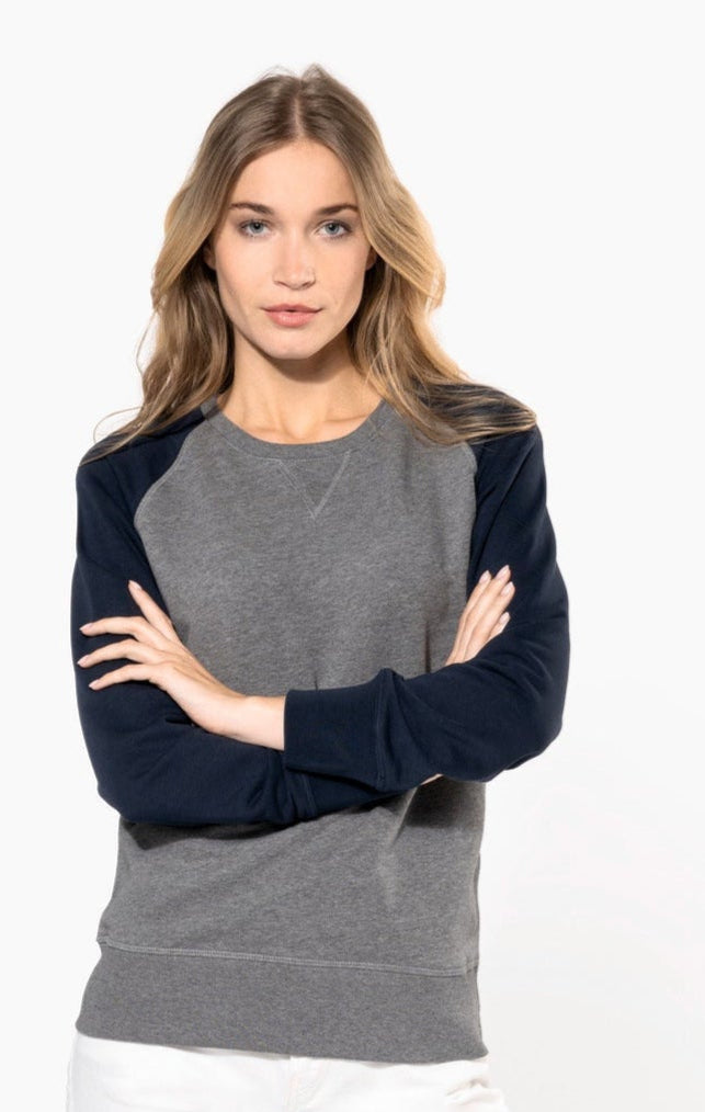 SN492W FELPA GIROCOLLO BICOLORE. DONNA