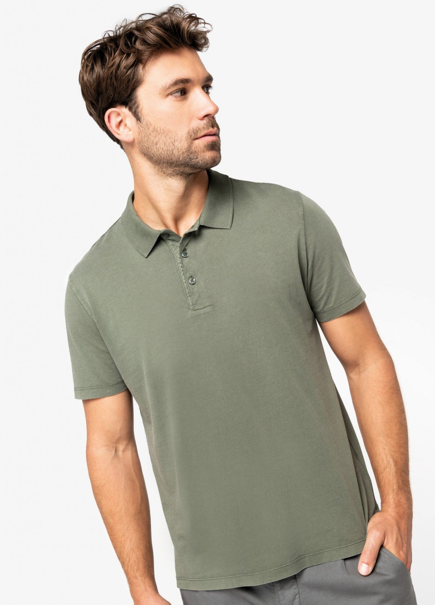 SNP201 - POLO EFFET JERSEY TRICOT DÉLAVÉ.HOMME