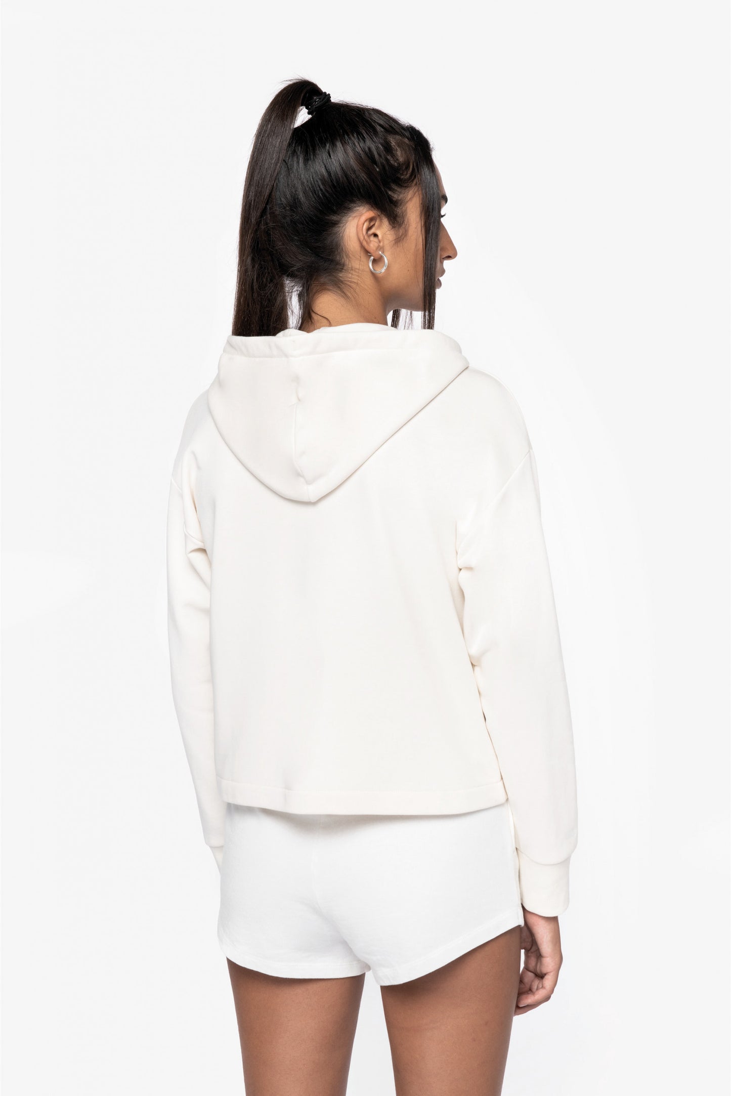 SNS409 - FELPA ECO CON ZIP E CAPPUCCIO.DONNA
