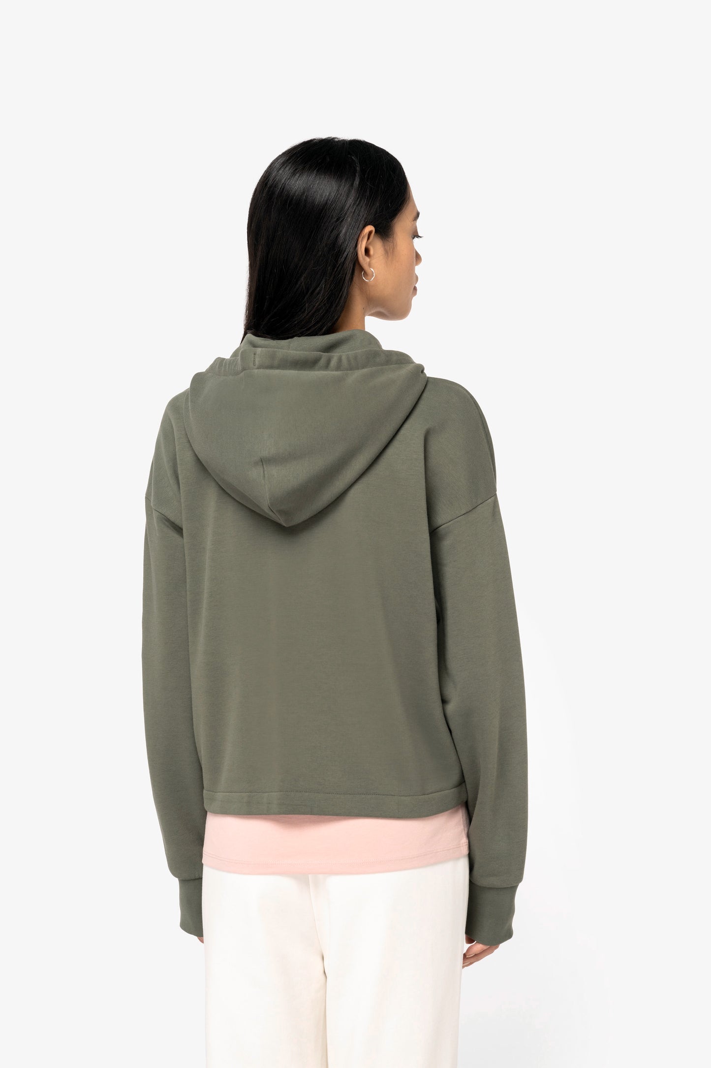 SNS409 - FELPA ECO CON ZIP E CAPPUCCIO.DONNA
