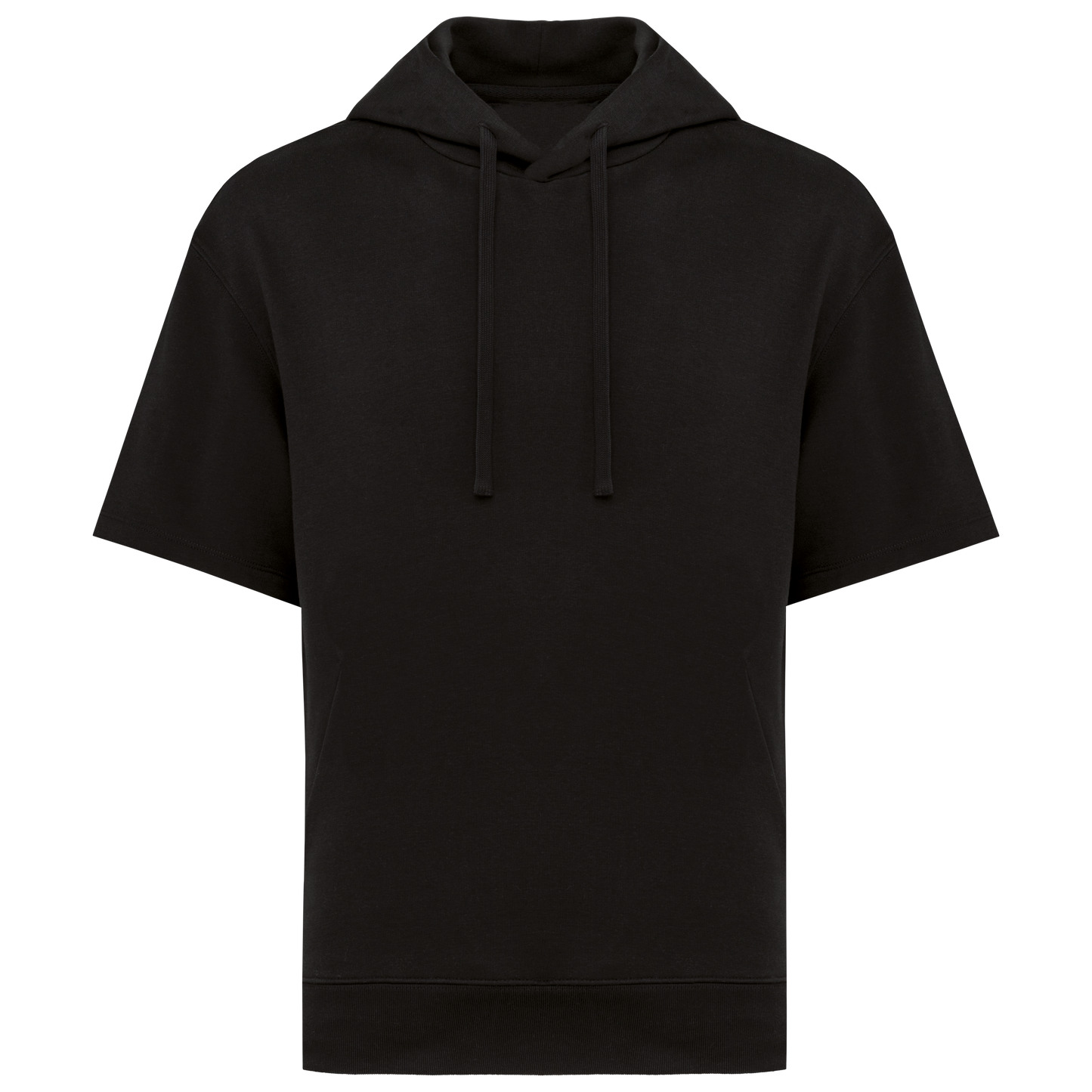 SNS406 - Felpa con cappuccio a maniche corte e spalle scese