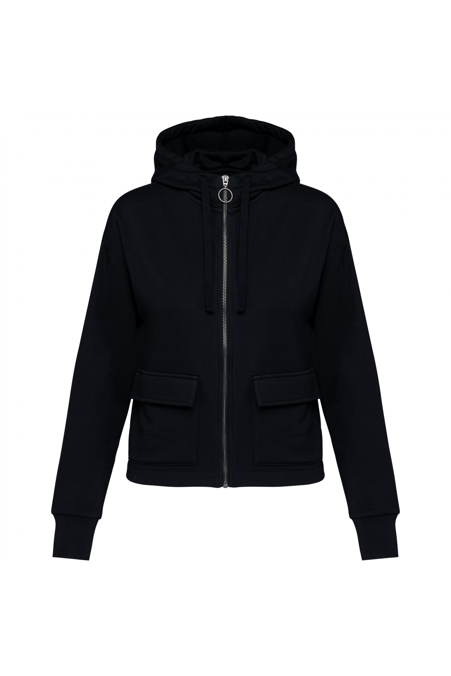 SNS409 - FELPA ECO CON ZIP E CAPPUCCIO.DONNA
