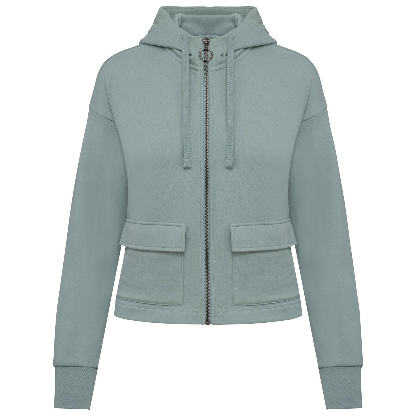 SNS409 - FELPA ECO CON ZIP E CAPPUCCIO.DONNA