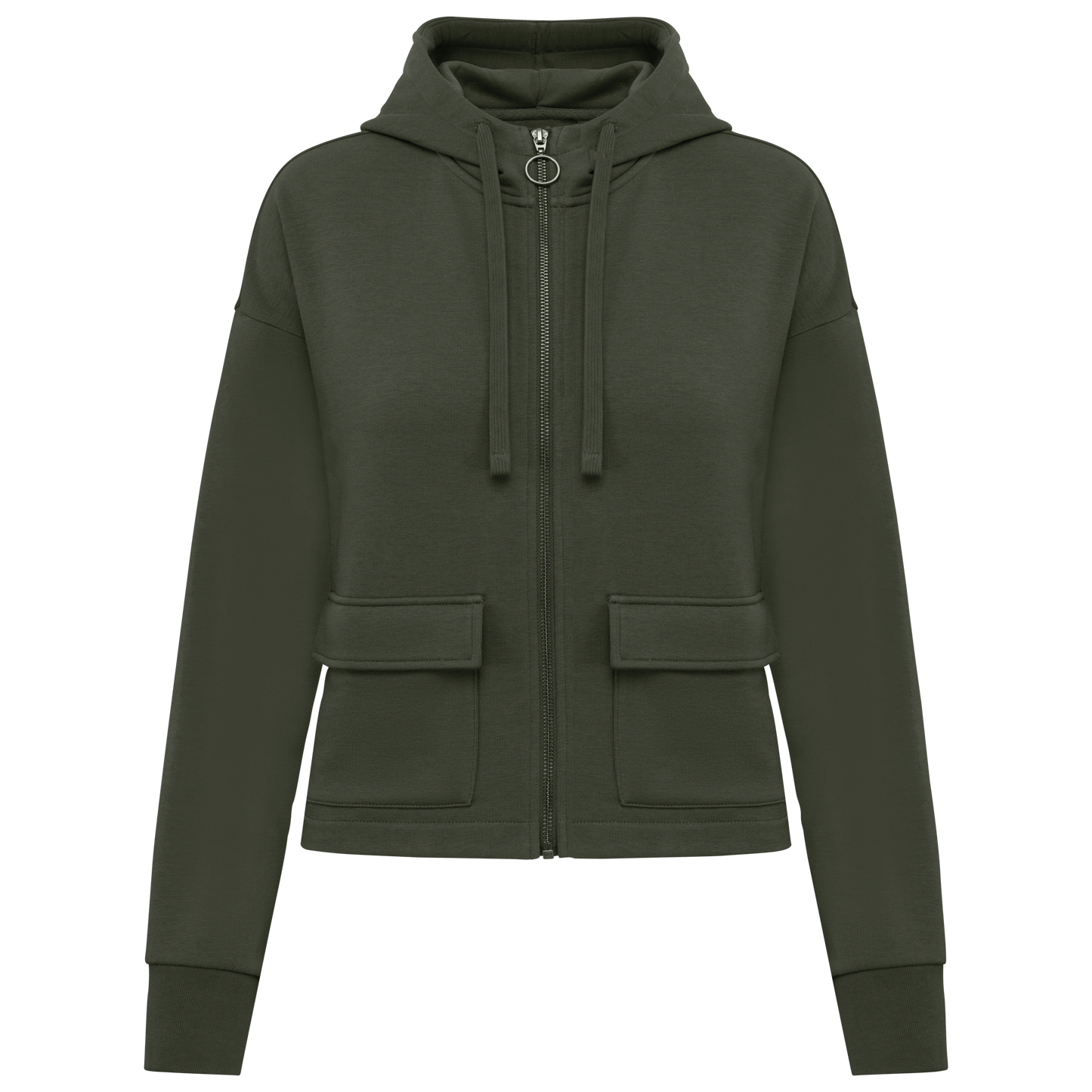 SNS409 - FELPA ECO CON ZIP E CAPPUCCIO.DONNA
