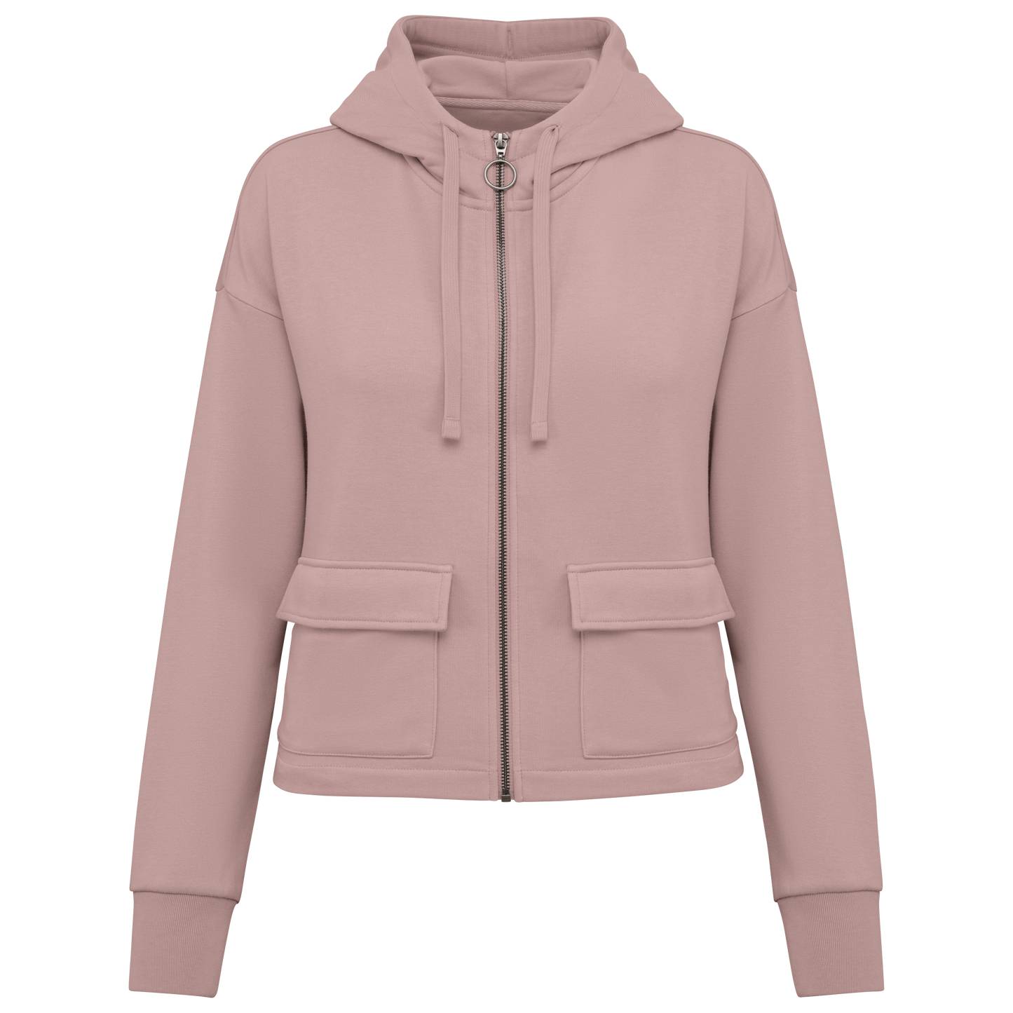 SNS409 - FELPA ECO CON ZIP E CAPPUCCIO.DONNA