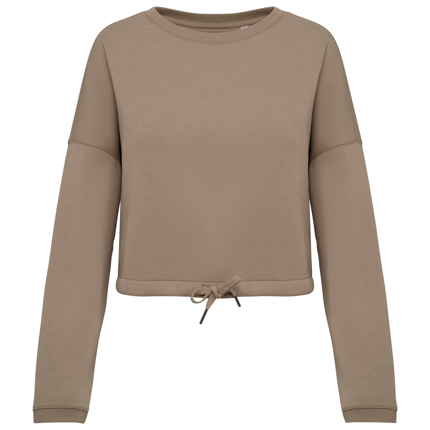 SNS429 - SUDADERA ECO DE CUELLO REDONDO OVERSIZE CROP MUJER