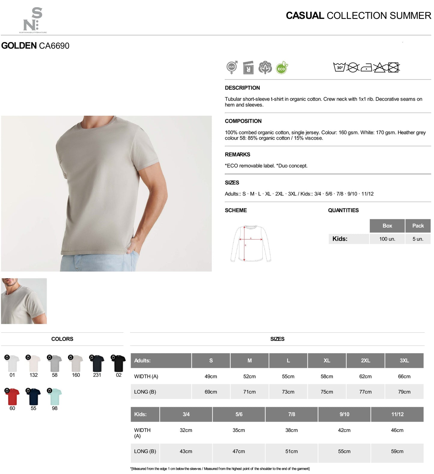 SNC6696 T-SHIRT EN COTON BIO FEMME
