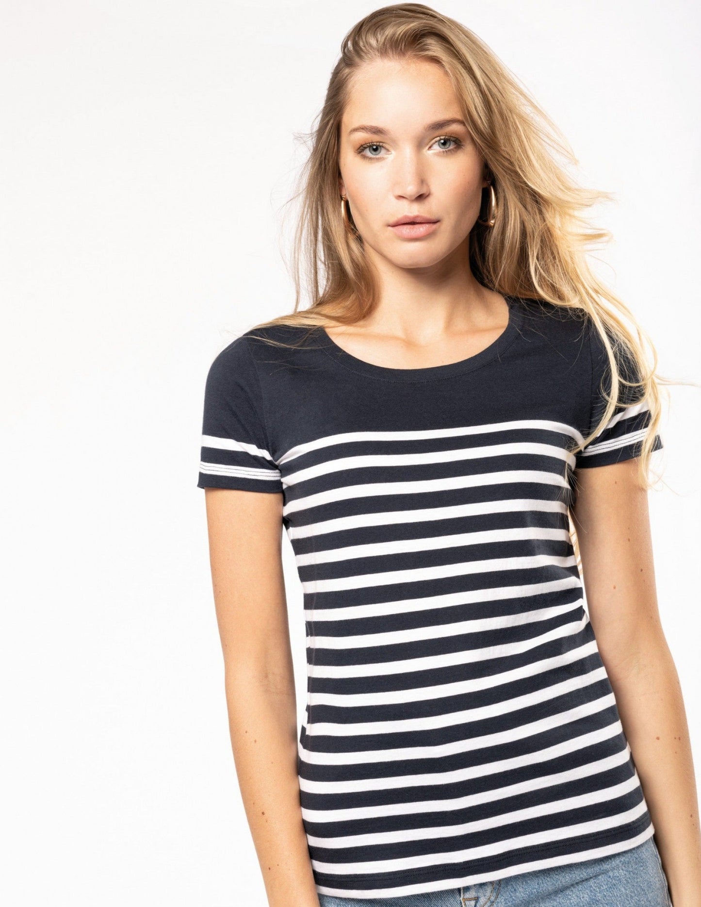 SNC3034-T-SHIRT MARIN EN COTON BIO POUR FEMME