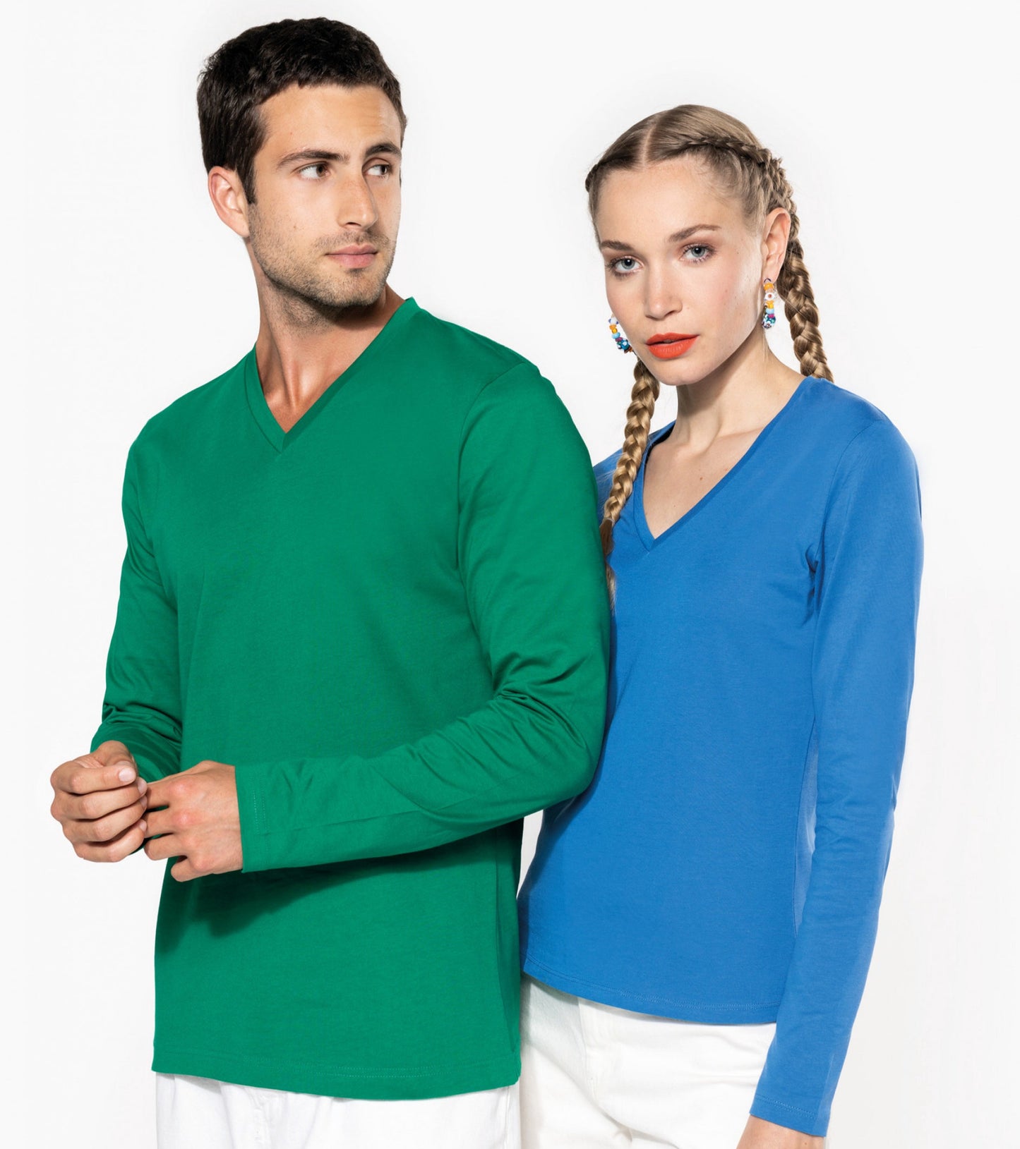 SNC358-CAMISETA DE MANGA LARGA Y CUELLO DE PICO DE HOMBRE