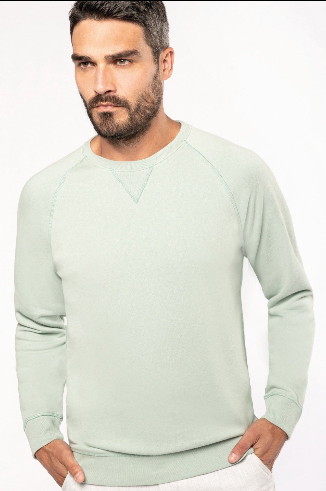 SN480 - SUDADERA ALGODÓN ORGÁNICO CON CUELLO REDONDO.HOMBRE