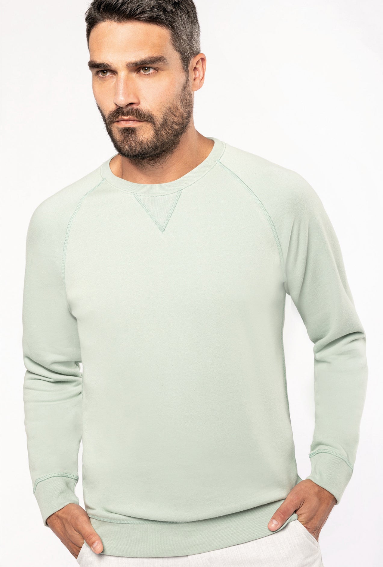 SN480 - SUDADERA ALGODÓN ORGÁNICO CON CUELLO REDONDO.HOMBRE