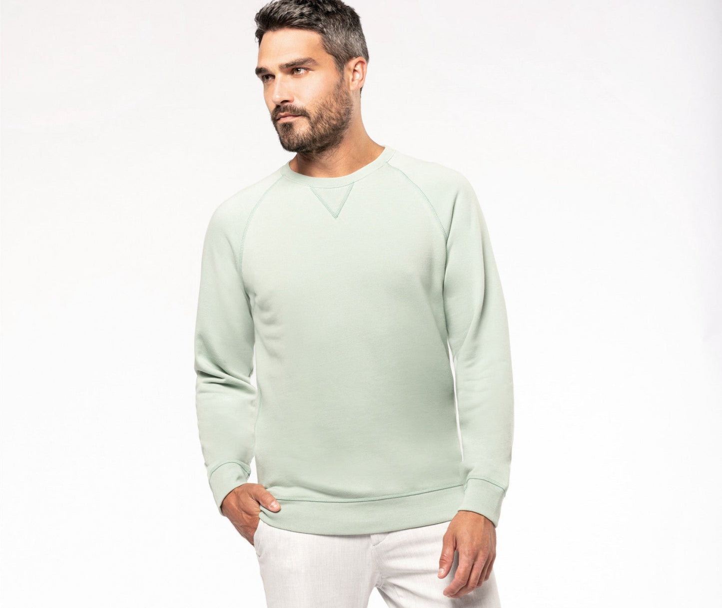 SN480 - SUDADERA ALGODÓN ORGÁNICO CON CUELLO REDONDO.HOMBRE