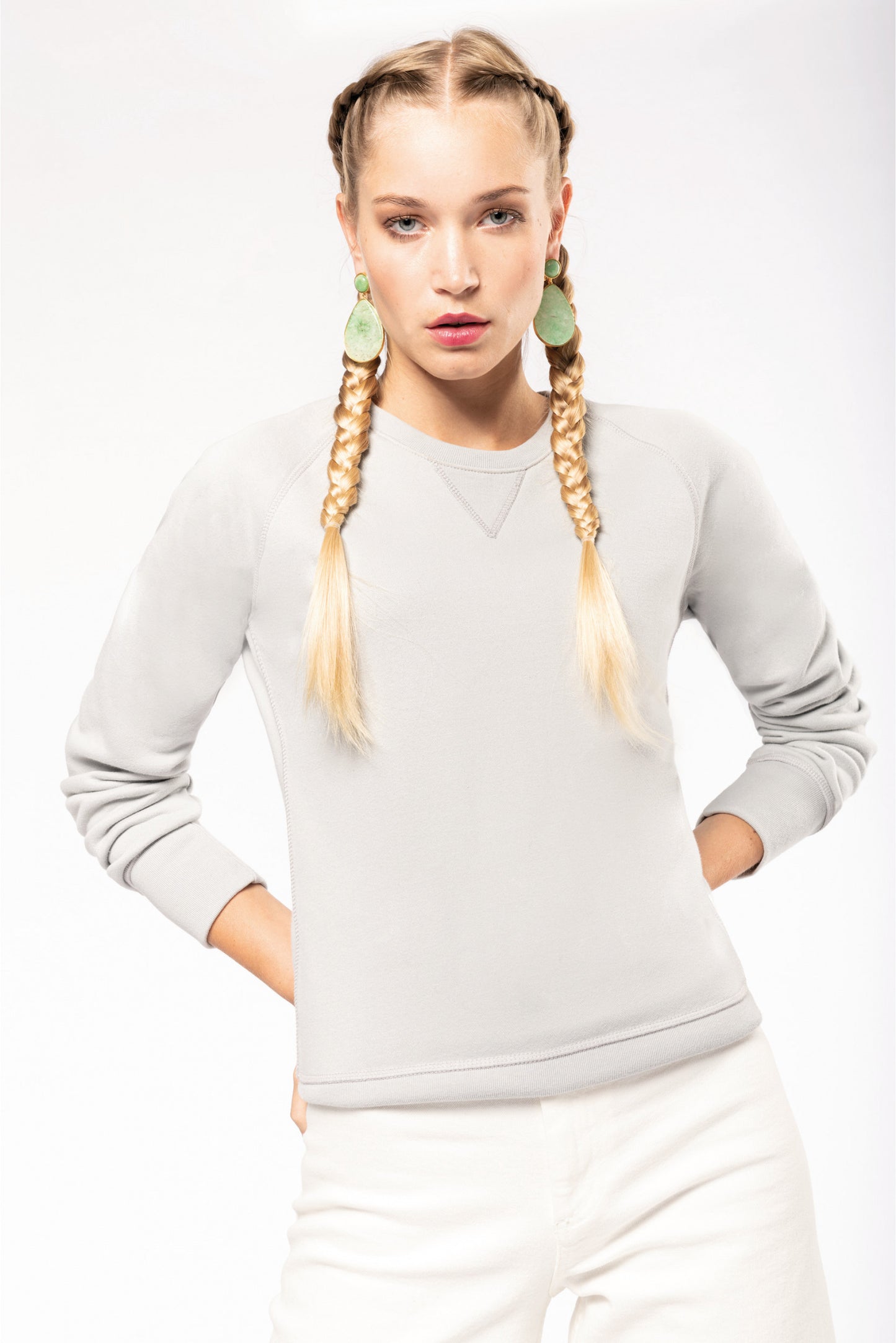 SN481 SWEAT-SHIRT COL ROND EN COTON BIO FEMME