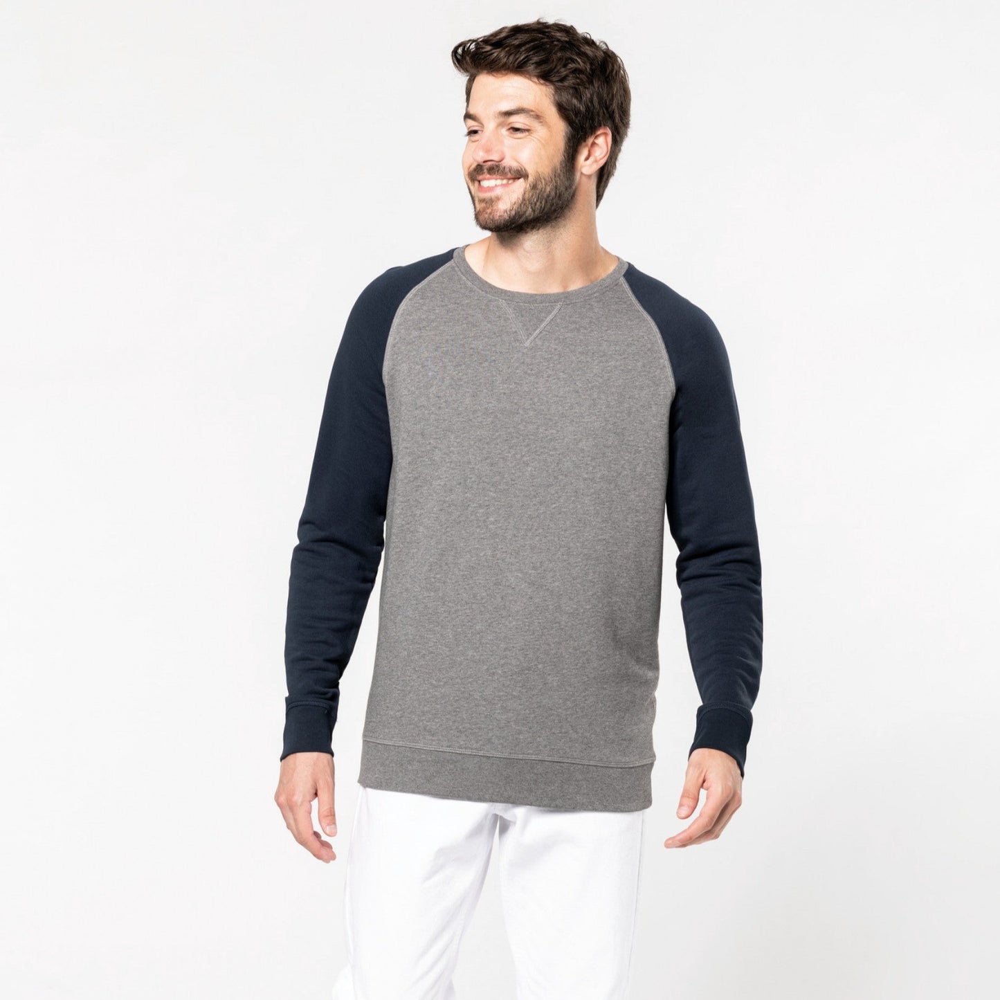 SN491 SWEAT COL ROND BICOLORE.HOMME