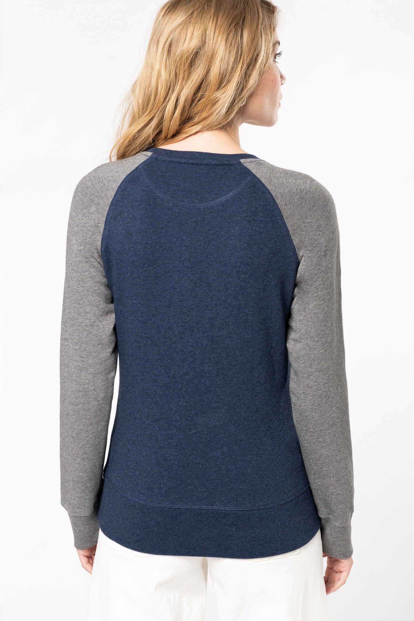 SN492W FELPA GIROCOLLO BICOLORE. DONNA