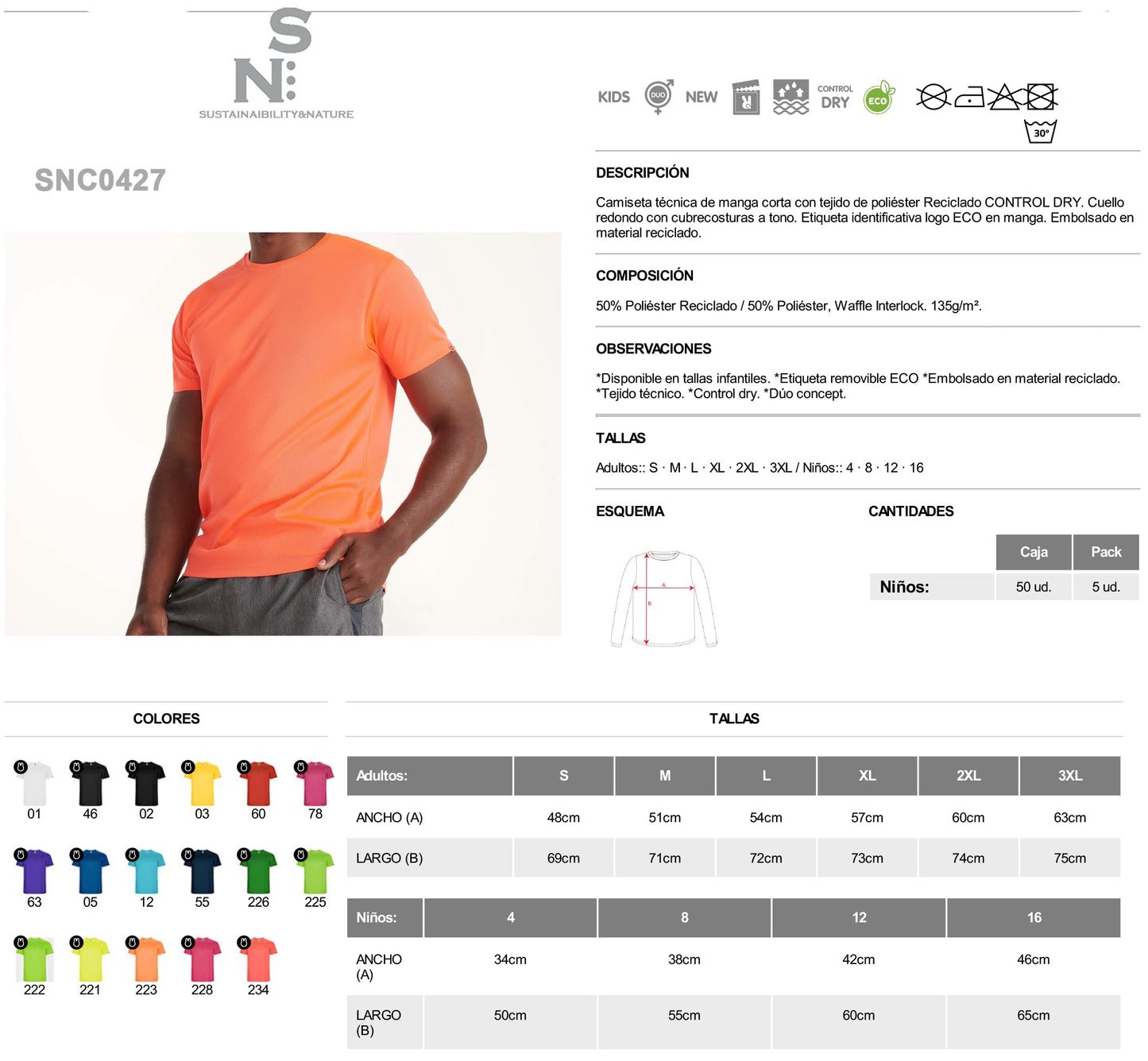 SNC0427 T-SHIRT TECNICA RICICLATA