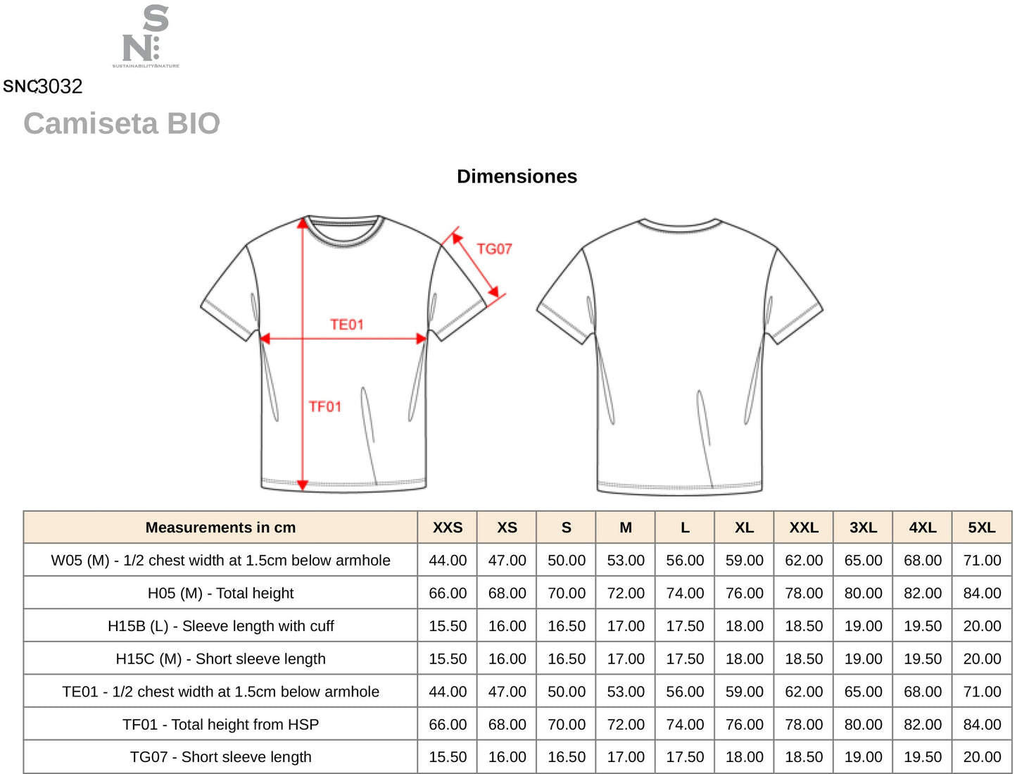 SNC3032 CAMISETA ALGODÓN ORGÁNICO BIO 190