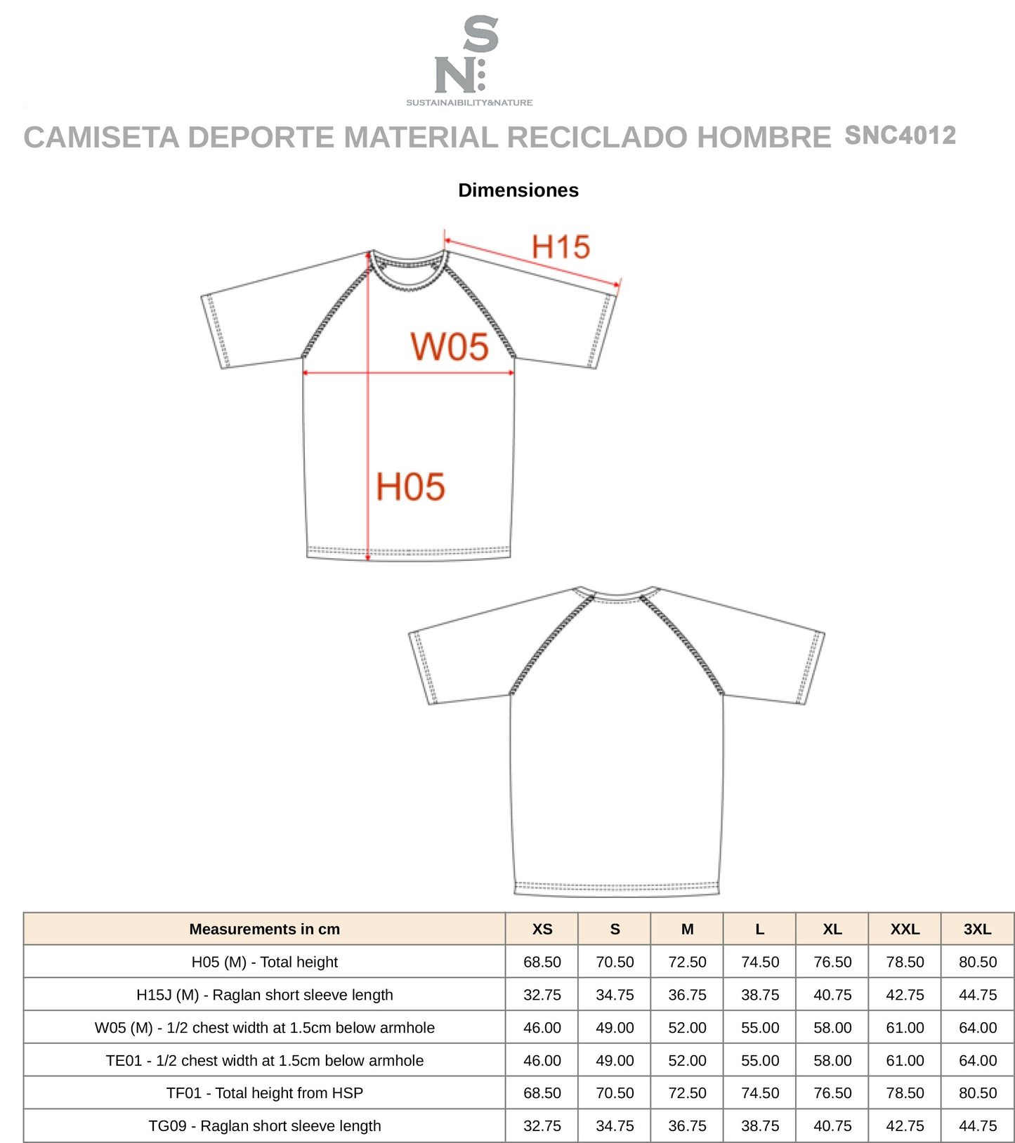 T-SHIRT DE SPORT EN MATIÈRE RECYCLÉE SNC 4012. HOMME