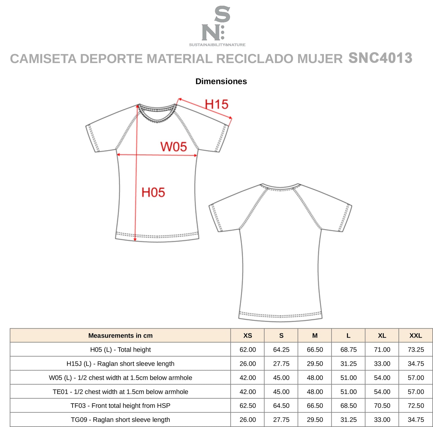 SNC 4013 CAMISETA DEPORTE MATERIAL RECICLADO.MUJER