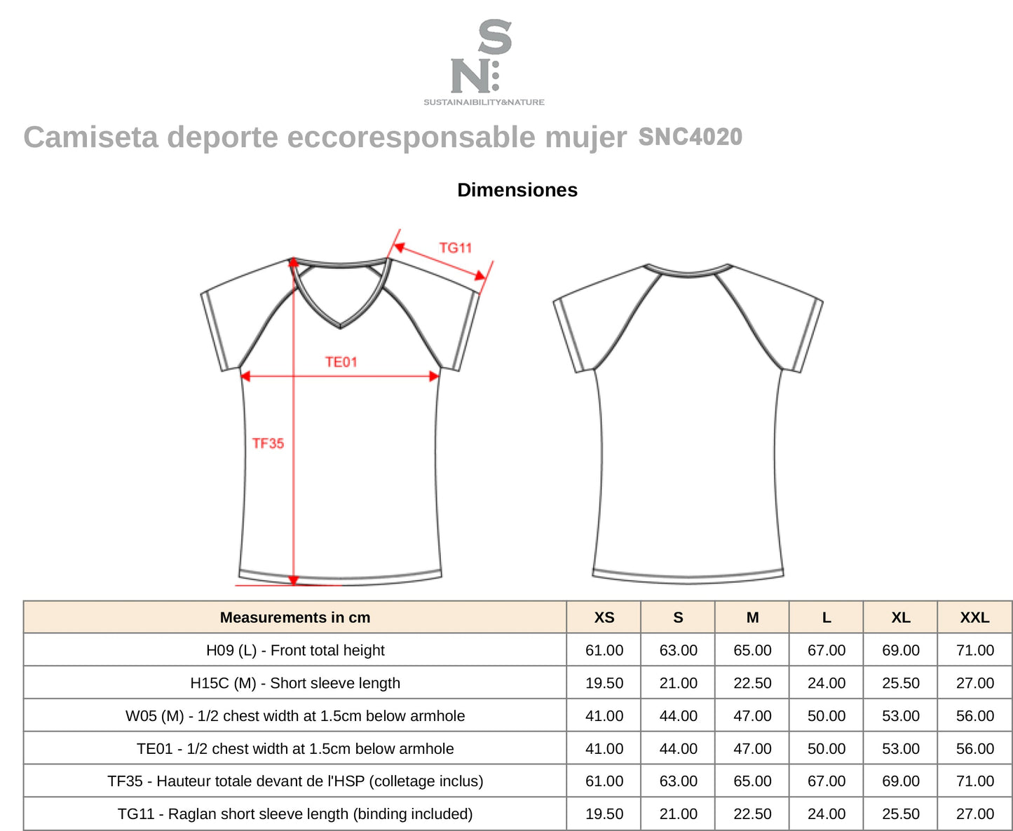 SNC4020 T-SHIRT SPORTIVA ECOLOGICA.DONNA
