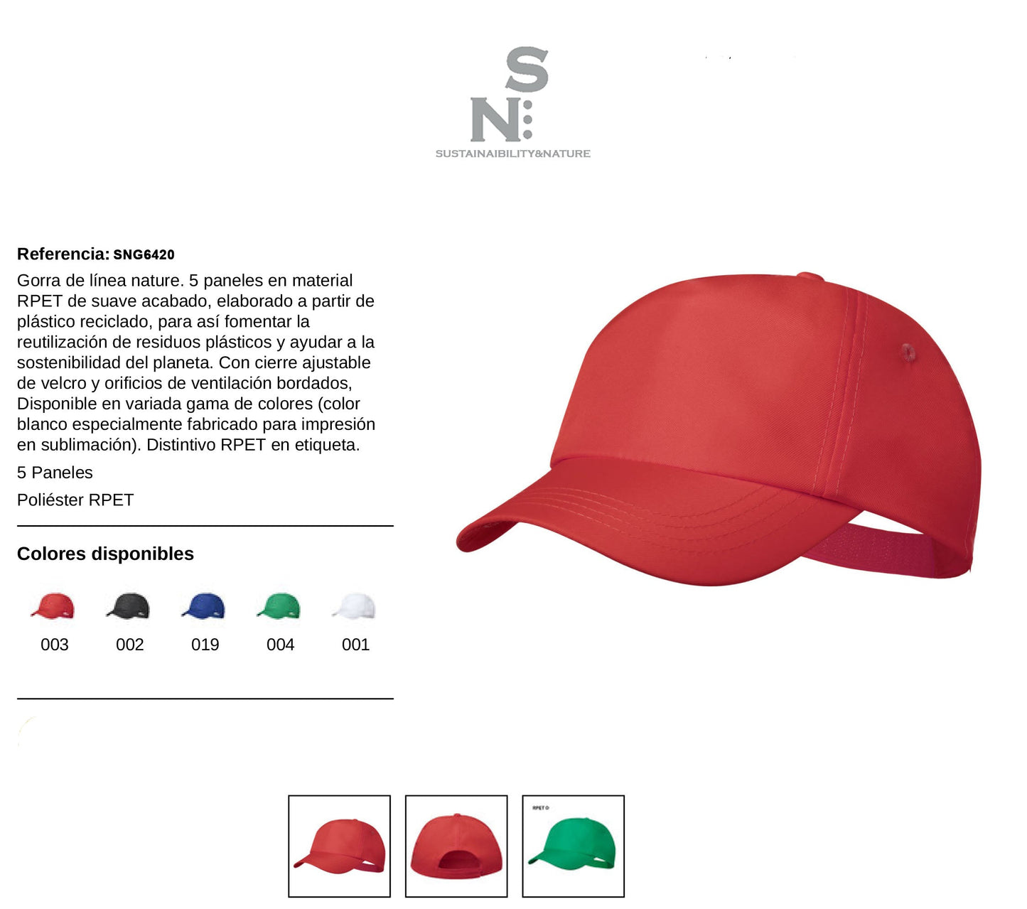 SNG6420 GORRA KEINFAX RPET