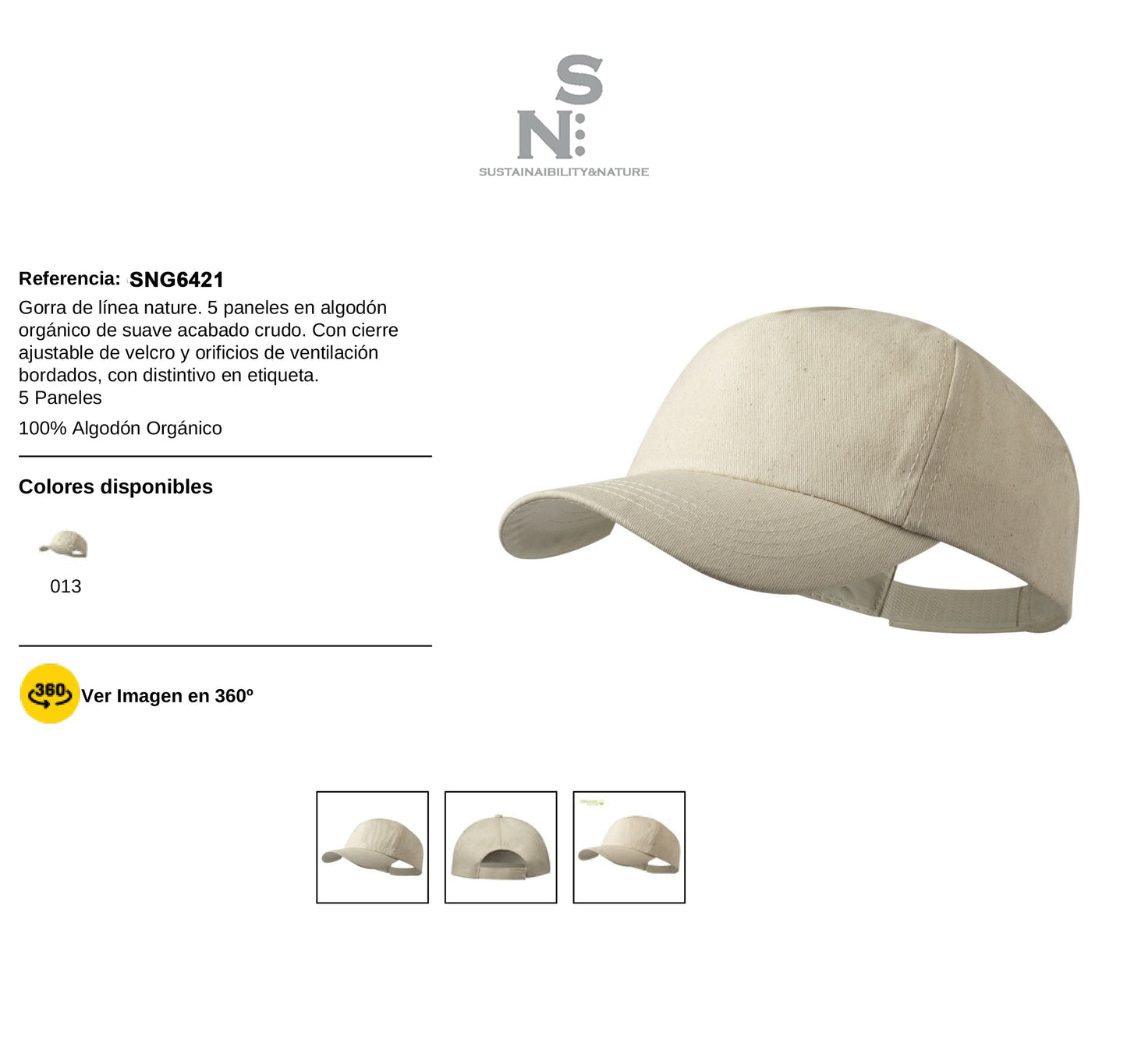 SNG 6421 GORRA ALGODÓN ORGÁNICO NATURE
