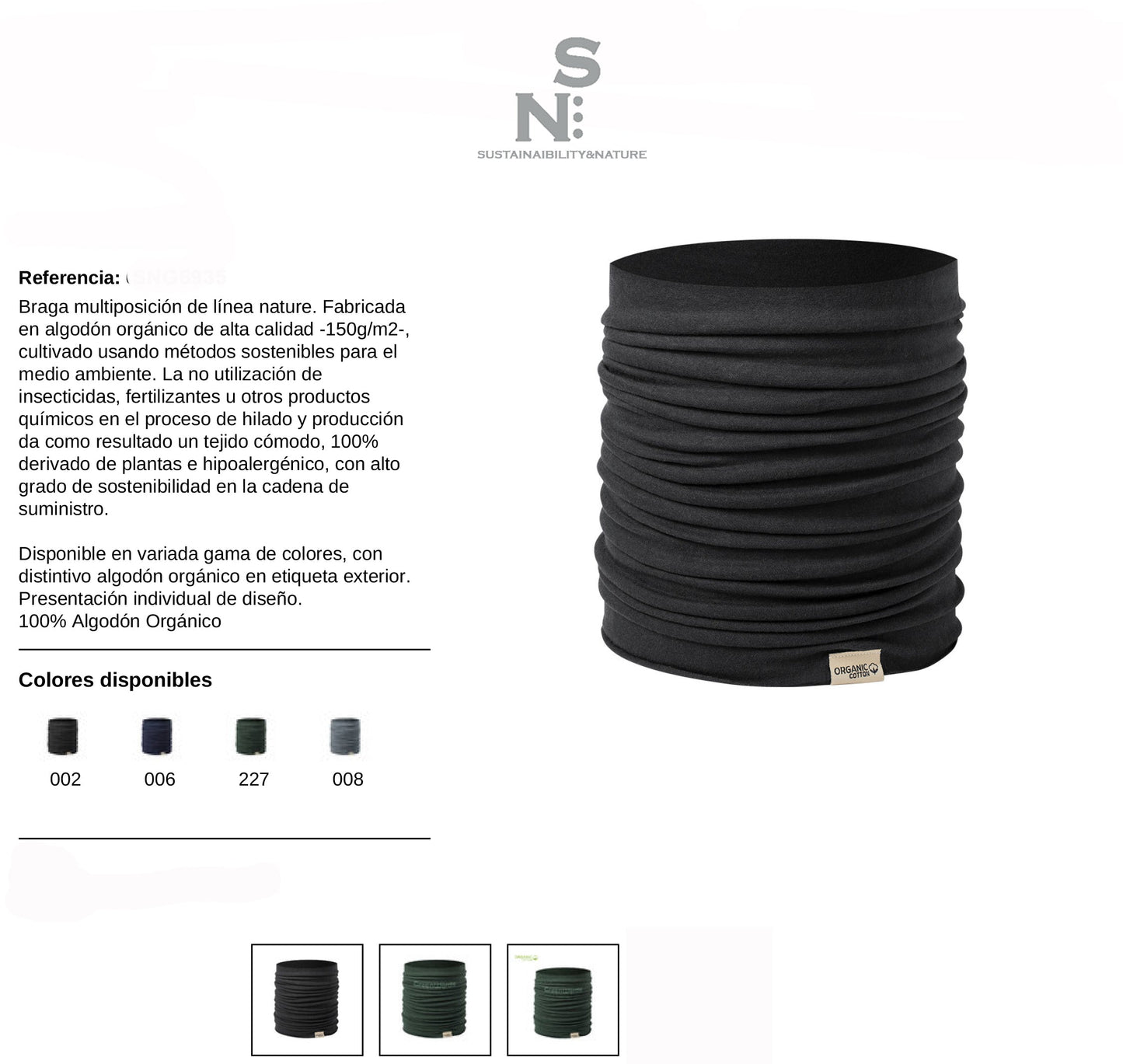 SNG6935 - TOUR DE COU EN COTON BIOLOGIQUE