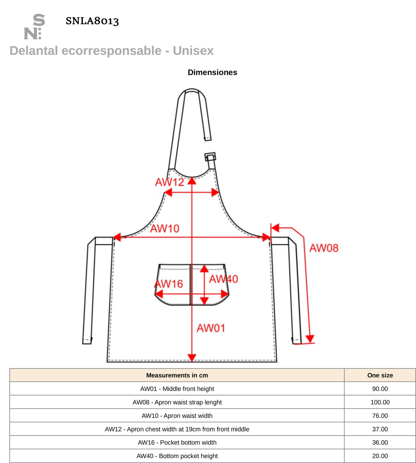 SNLA8013 - DELANTAL ECORRESPONSABLE