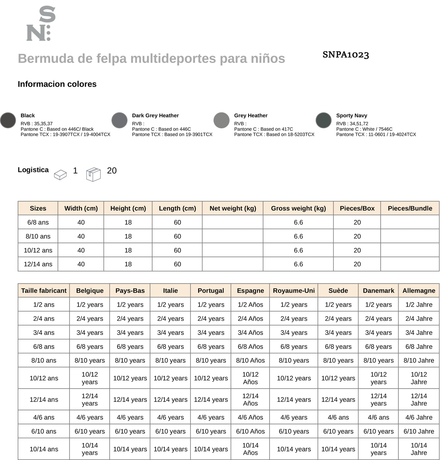 SNPA1023 - BERMUDA FELPA MULTIDEPORTES.NIÑO