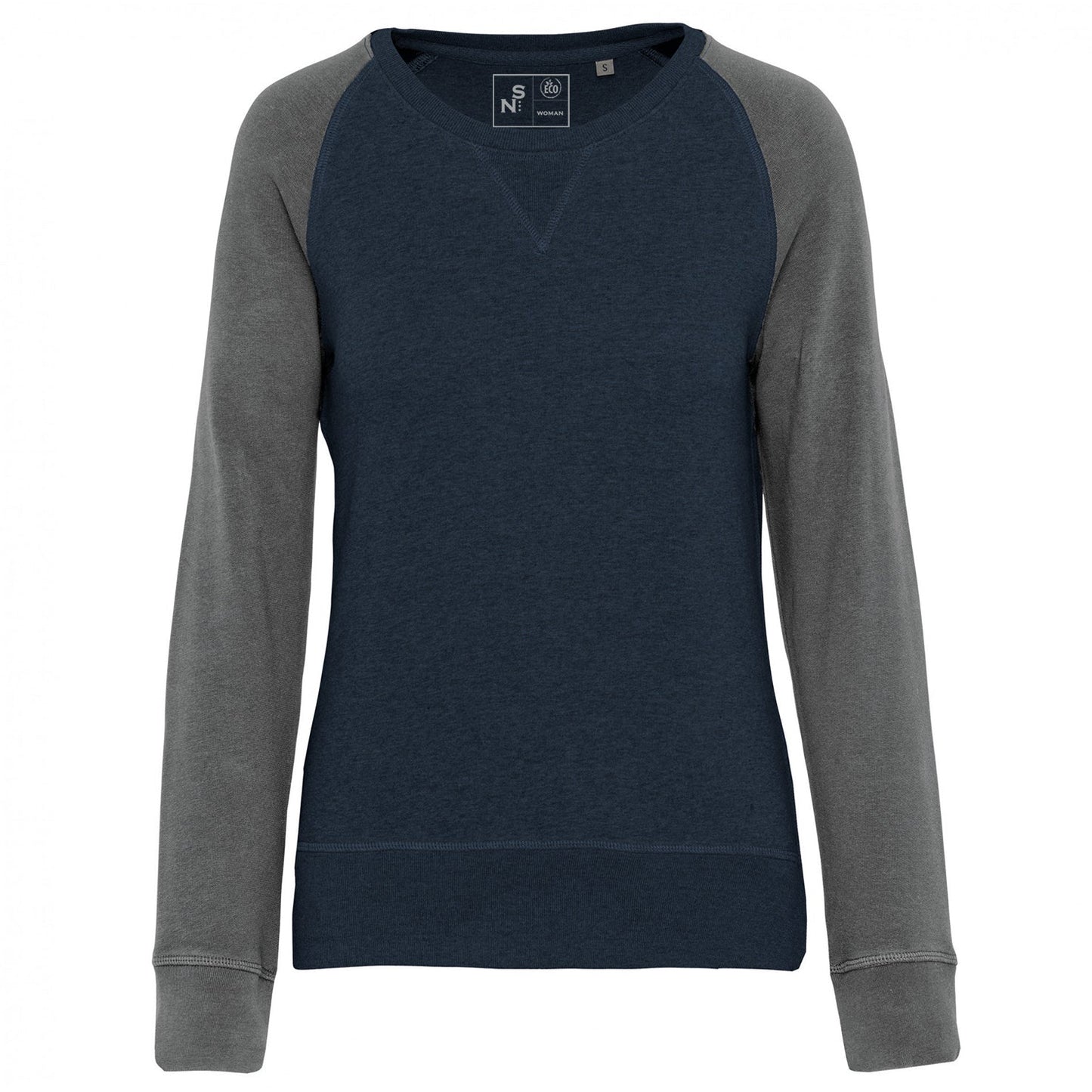SN492W FELPA GIROCOLLO BICOLORE. DONNA