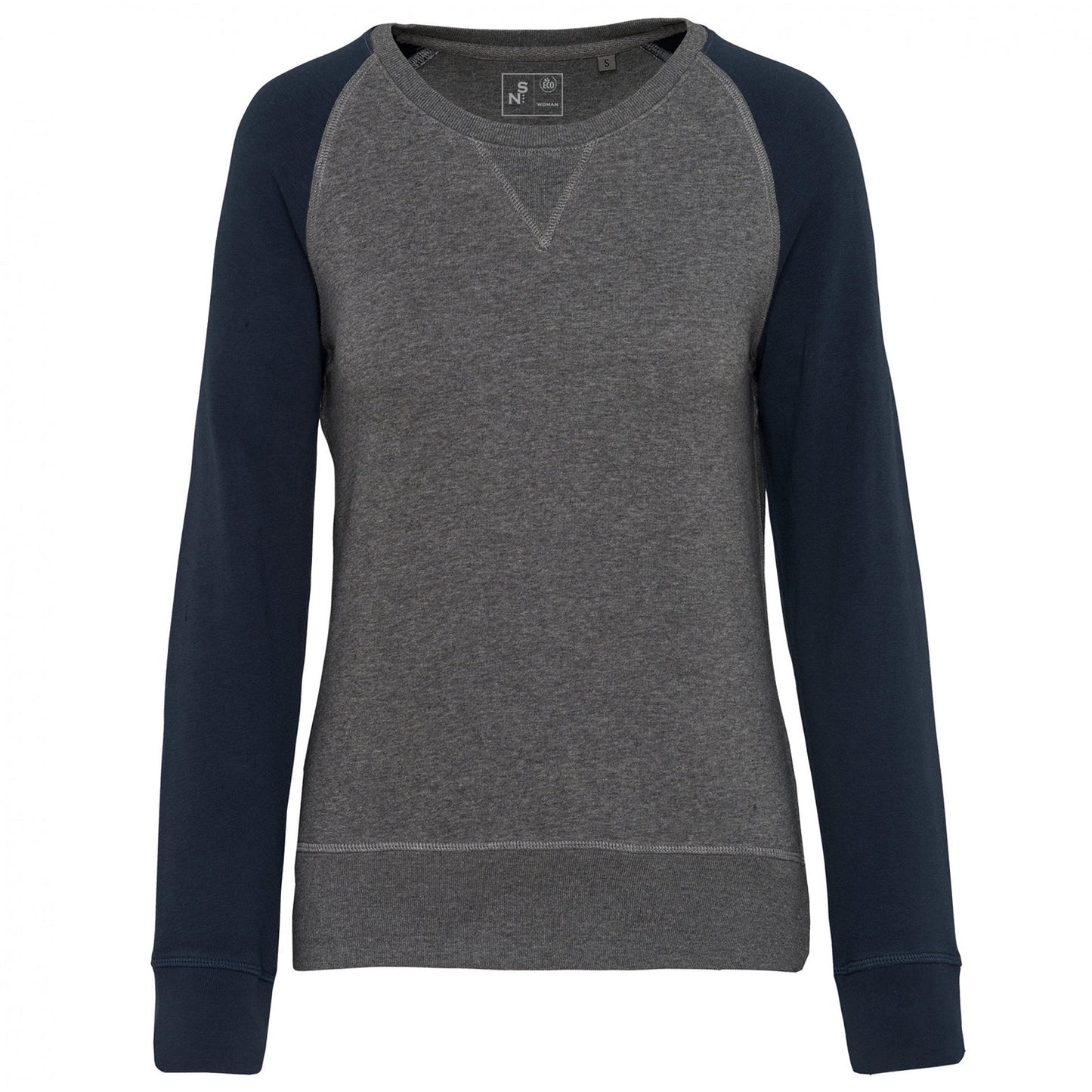 SN492W FELPA GIROCOLLO BICOLORE. DONNA