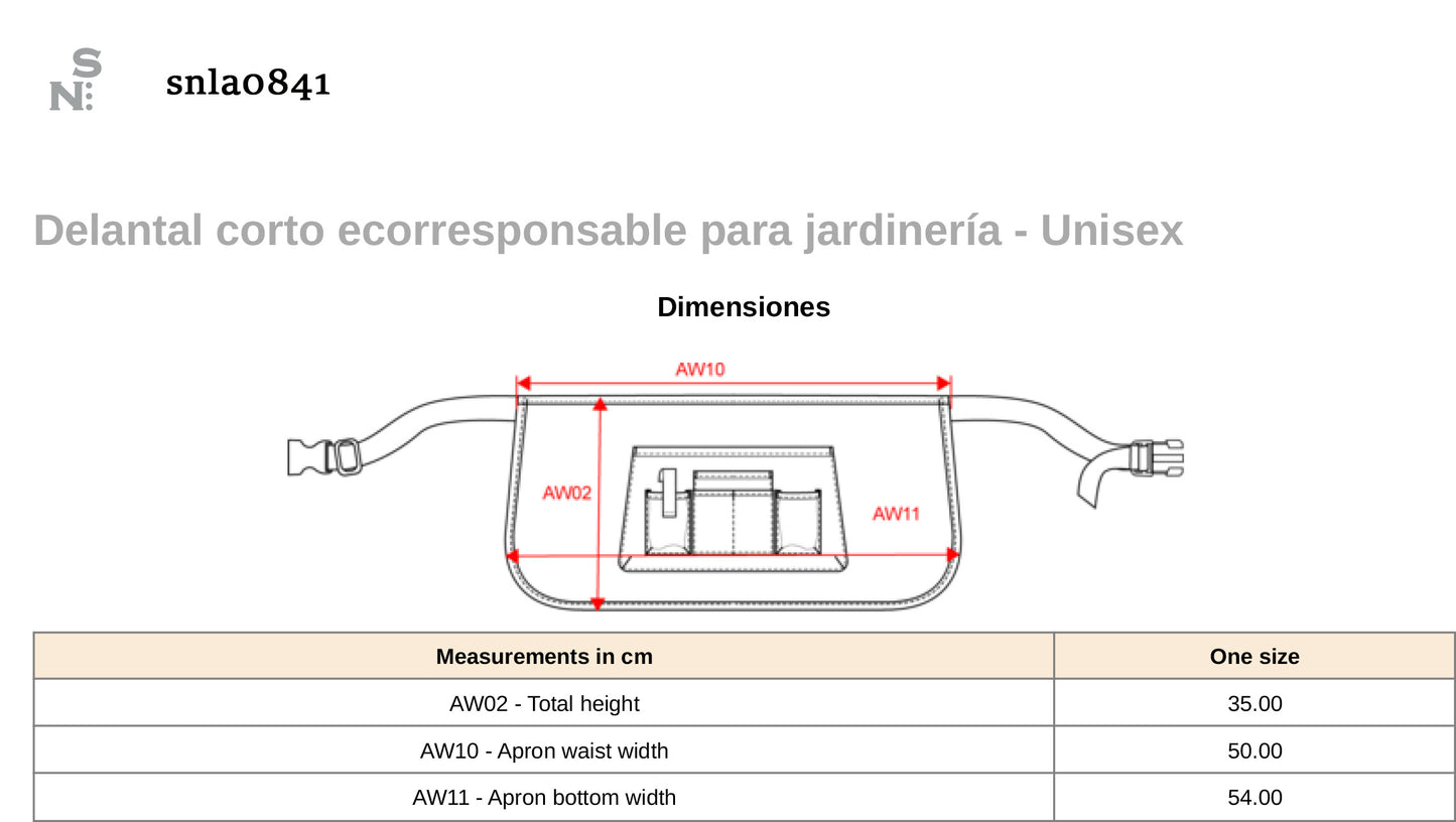 SNLA841 - GREMBIULE CORTO IN POLIESTERE RICICLATO