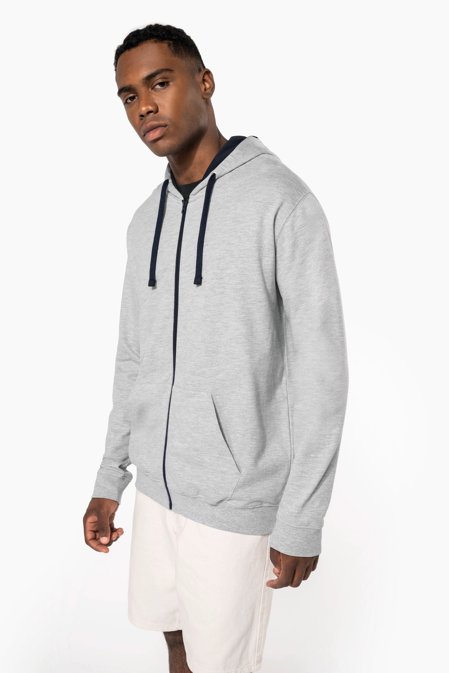 SN466 - FELPA CON CAPPUCCIO E ZIP A COSTINE
