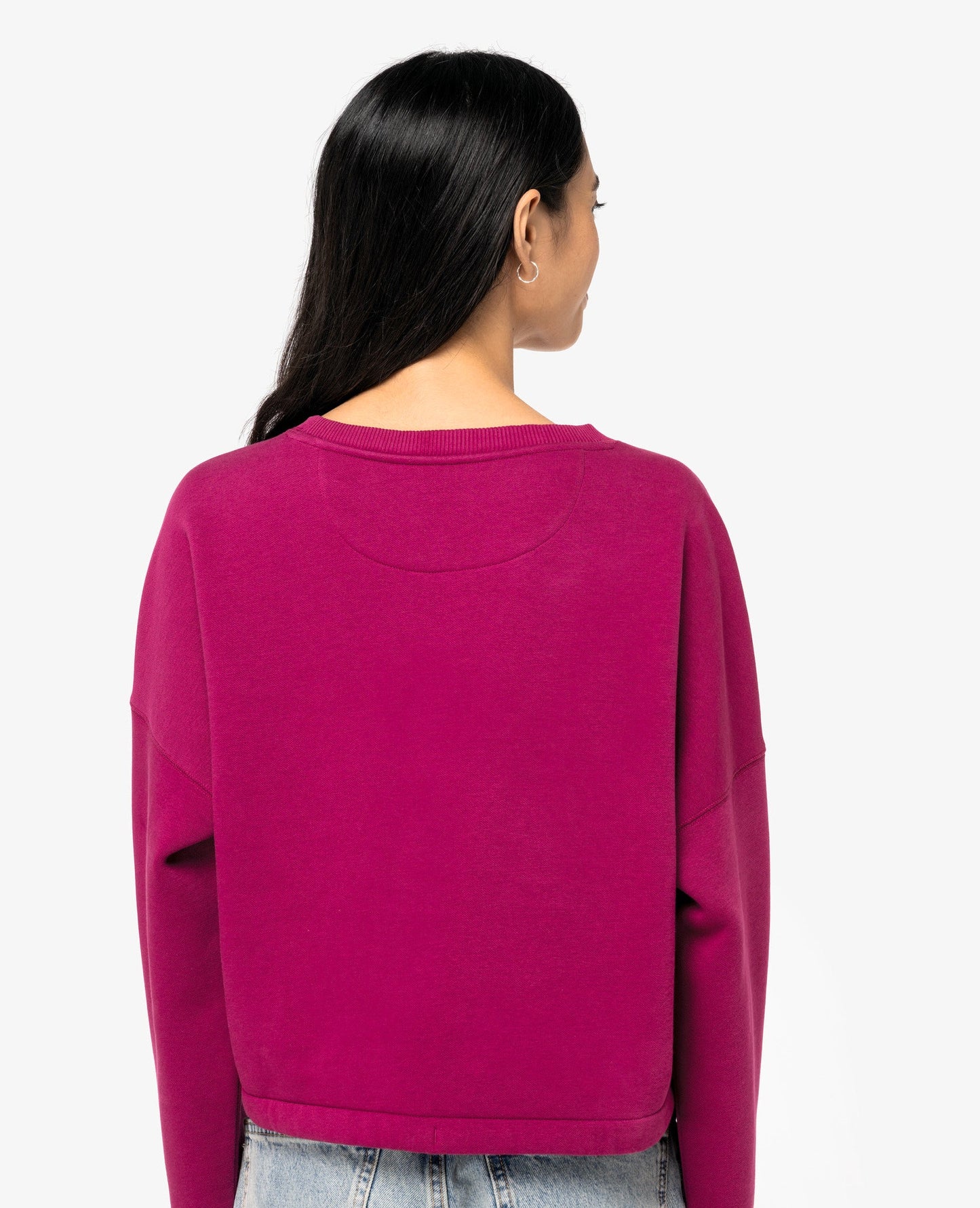 SNS429 - FELPA DA DONNA ECO GIROCOLLO OVERSIZE CROP