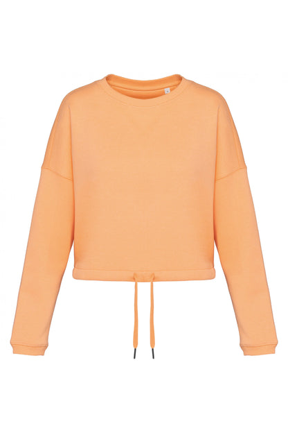 SNS429 - SUDADERA ECO DE CUELLO REDONDO OVERSIZE CROP MUJER