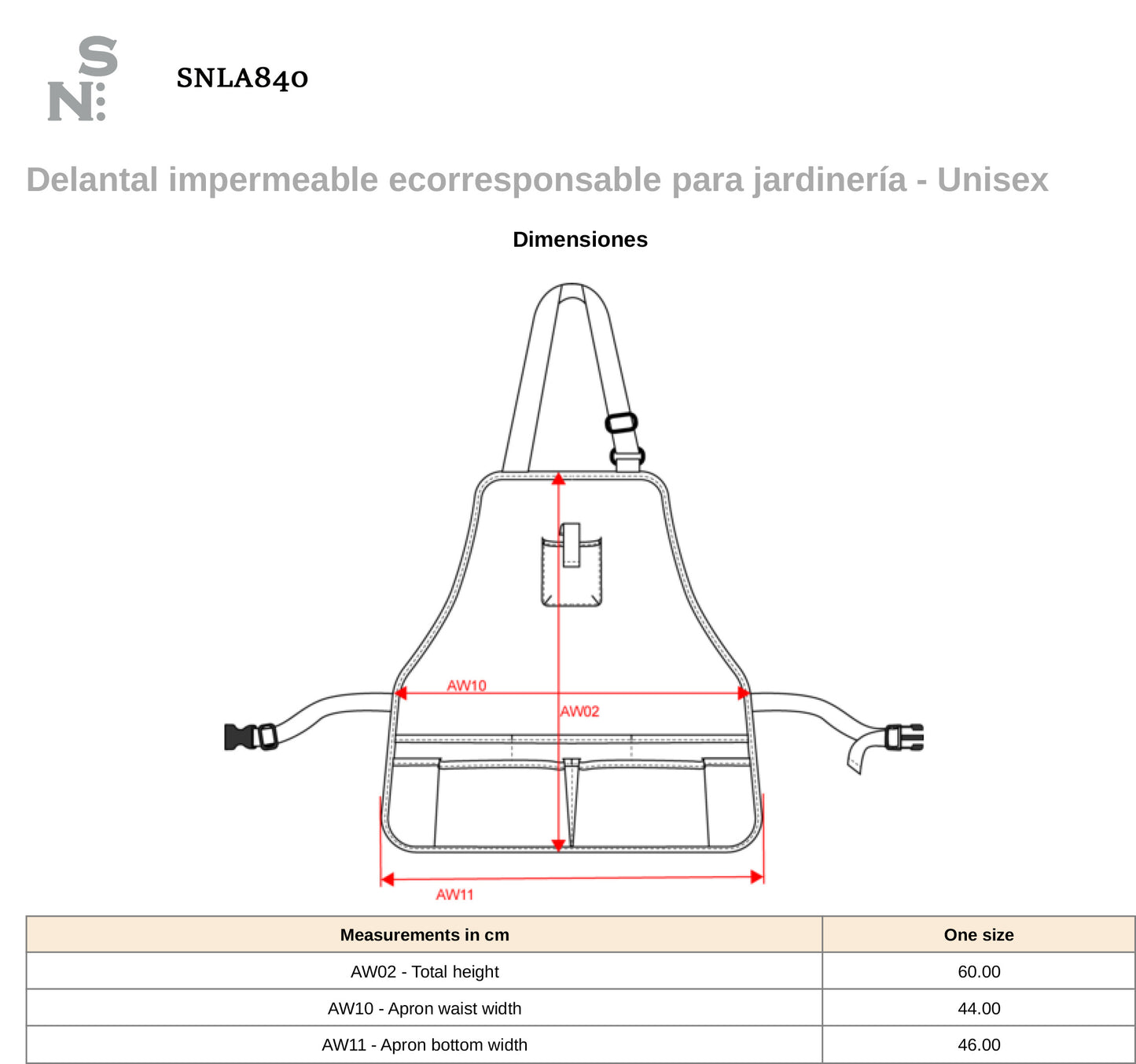 SNLA840 - TABLIER IMPERMÉABLE