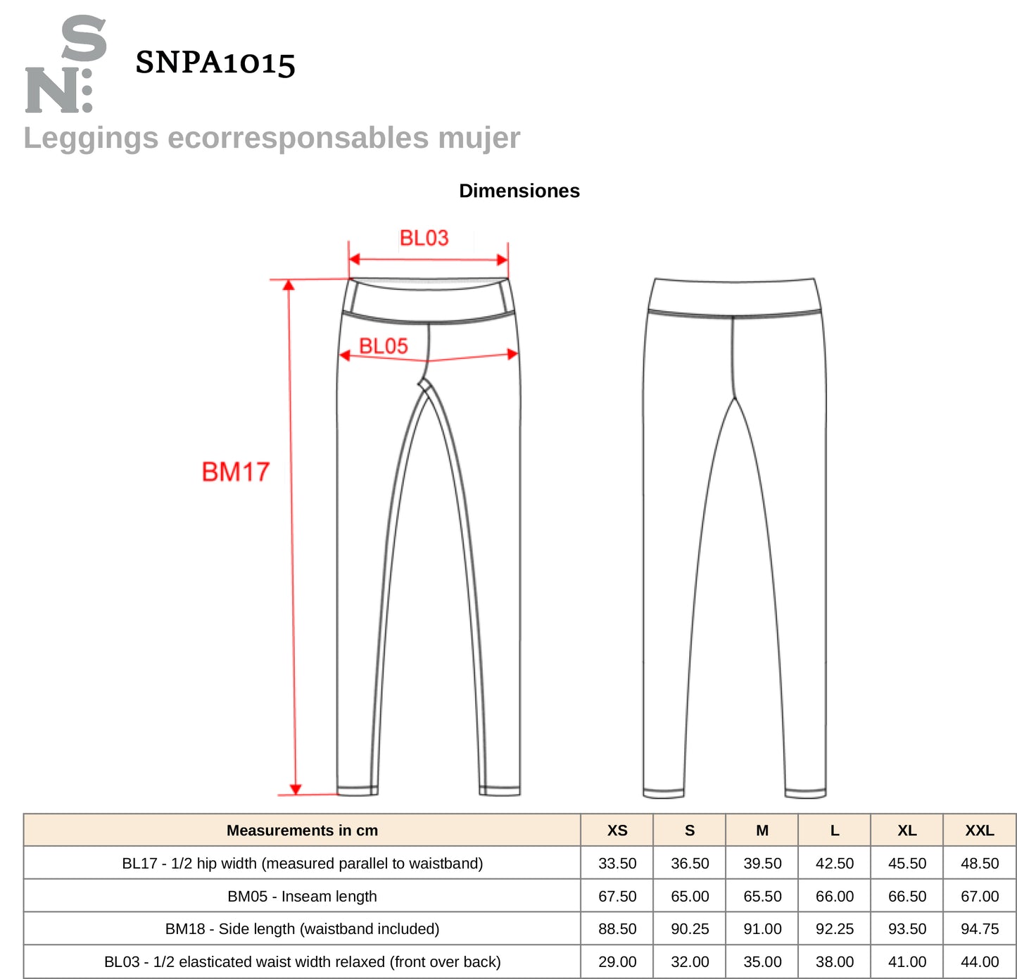 SNPA1015 - LEGGINGS BIO DA DONNA